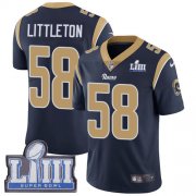 Wholesale Cheap Nike Rams #58 Cory Littleton Navy Blue Team Color Super Bowl LIII Bound Youth Stitched NFL Vapor Untouchable Limited Jersey