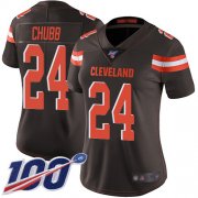 Wholesale Cheap Nike Browns #24 Nick Chubb Brown Team Color Women's Stitched NFL 100th Season Vapor Limited Jersey