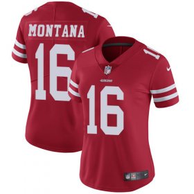 Wholesale Cheap Nike 49ers #16 Joe Montana Red Team Color Women\'s Stitched NFL Vapor Untouchable Limited Jersey