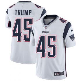 Wholesale Cheap Nike Patriots #45 Donald Trump White Men\'s Stitched NFL Vapor Untouchable Limited Jersey