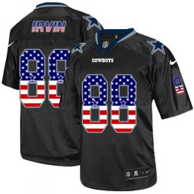 Wholesale Cheap Nike Cowboys #88 Michael Irvin Black Men\'s Stitched NFL Elite USA Flag Fashion Jersey