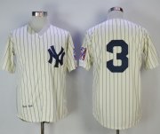 Wholesale Cheap Mitchell And Ness Yankees #3 Babe Ruth Cream Throwback Stitched MLB Jersey