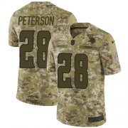 Wholesale Cheap Nike Vikings #28 Adrian Peterson Camo Men's Stitched NFL Limited 2018 Salute To Service Jersey