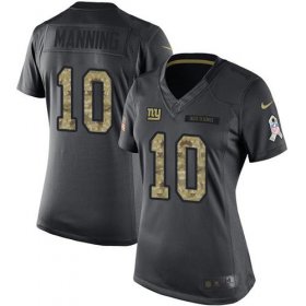 Wholesale Cheap Nike Giants #10 Eli Manning Black Women\'s Stitched NFL Limited 2016 Salute to Service Jersey