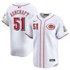 Cheap Men\'s Cincinnati Reds #51 Graham Ashcraft White Home Limited Stitched Baseball Jersey
