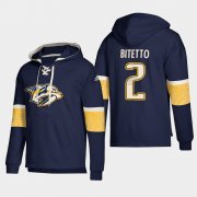 Wholesale Cheap Nashville Predators #2 Anthony Bitetto Navy adidas Lace-Up Pullover Hoodie