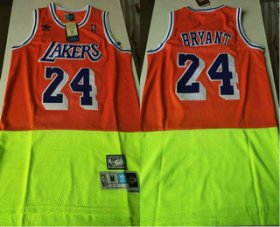 Wholesale Cheap Men\'s Los Angeles Lakers #24 Kobe Bryant Red Green Split Hardwood Classics Jersey