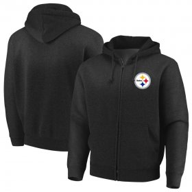 Wholesale Cheap Pittsburgh Steelers Majestic Cap Logo Full-Zip Hoodie Black