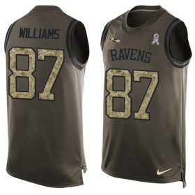 Wholesale Cheap Nike Ravens #87 Maxx Williams Green Men\'s Stitched NFL Limited Salute To Service Tank Top Jersey