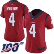 Wholesale Cheap Nike Texans #4 Deshaun Watson Red Alternate Women's Stitched NFL 100th Season Vapor Limited Jersey