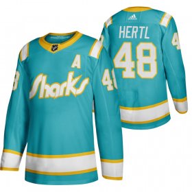 Wholesale Cheap San Jose Sharks #48 Tomas Hertl Men\'s Adidas 2020 Throwback Authentic Player NHL Jersey Teal