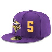 Wholesale Cheap Minnesota Vikings #5 Teddy Bridgewater Snapback Cap NFL Player Purple with Gold Number Stitched Hat