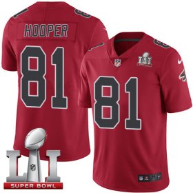 Wholesale Cheap Nike Falcons #81 Austin Hooper Red Super Bowl LI 51 Youth Stitched NFL Limited Rush Jersey