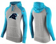 Wholesale Cheap Women's Nike Carolina Panthers Performance Hoodie Grey & Light Blue_2