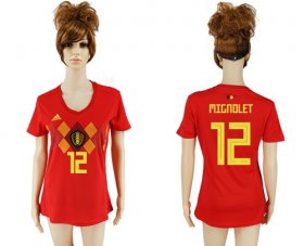 Wholesale Cheap Women\'s Belgium #12 Mignolet Red Home Soccer Country Jersey