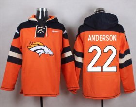 Wholesale Cheap Nike Broncos #22 C.J. Anderson Orange Player Pullover NFL Hoodie