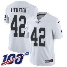 Wholesale Cheap Nike Raiders #42 Cory Littleton White Youth Stitched NFL 100th Season Vapor Untouchable Limited Jersey