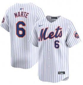 Cheap Men\'s New York Mets #6 Starling Marte White 2024 Home Limited Stitched Baseball Jersey