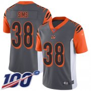 Wholesale Cheap Nike Bengals #38 LeShaun Sims Silver Men's Stitched NFL Limited Inverted Legend 100th Season Jersey