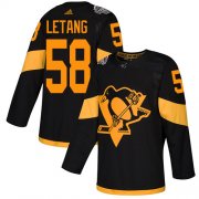 Wholesale Cheap Adidas Penguins #58 Kris Letang Black Authentic 2019 Stadium Series Stitched Youth NHL Jersey
