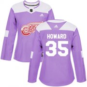 Wholesale Cheap Adidas Red Wings #35 Jimmy Howard Purple Authentic Fights Cancer Women's Stitched NHL Jersey
