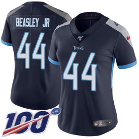 Wholesale Cheap Nike Titans #44 Vic Beasley Jr Navy Blue Team Color Women\'s Stitched NFL 100th Season Vapor Untouchable Limited Jersey