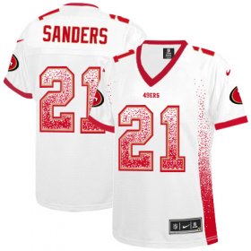 Wholesale Cheap Nike 49ers #21 Deion Sanders White Women\'s Stitched NFL Elite Drift Fashion Jersey
