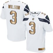 Wholesale Cheap Nike Seahawks #3 Russell Wilson White Men's Stitched NFL Elite Gold Jersey