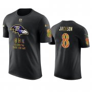 Wholesale Cheap Ravens #8 Lamar Jackson Black Men's Black History Month T-Shirt