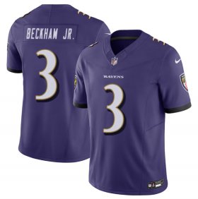 Cheap Men\'s Baltimore Ravens #3 Odell Beckham Jr. Purple 2023 F.U.S.E. Vapor Untouchable Stitched Jersey