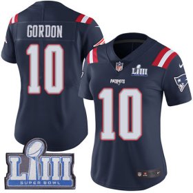 Wholesale Cheap Nike Patriots #10 Josh Gordon Navy Blue Super Bowl LIII Bound Women\'s Stitched NFL Limited Rush Jersey