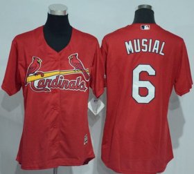 Wholesale Cheap Cardinals #6 Stan Musial Red Women\'s Alternate Stitched MLB Jersey