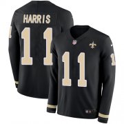 Wholesale Cheap Nike Saints #11 Deonte Harris Black Team Color Men's Stitched NFL Limited Therma Long Sleeve Jersey