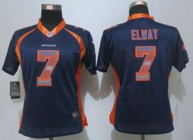 Wholesale Cheap Nike Broncos #7 John Elway Blue Alternate Women\'s Stitched NFL Elite Strobe Jersey