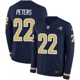 Wholesale Cheap Nike Rams #22 Marcus Peters Navy Blue Team Color Men\'s Stitched NFL Limited Therma Long Sleeve Jersey