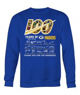 Wholesale Cheap Green Bay Packers 100 Seasons Memories Pullover Sweatshirt Royal