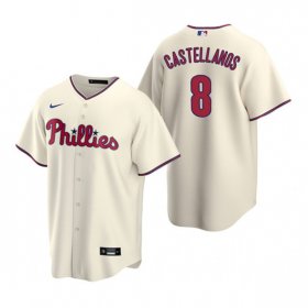 Wholesale Cheap Men\'s Philadelphia Phillies #8 Nick Castellanos Cream Cool Base Stitched Jersey