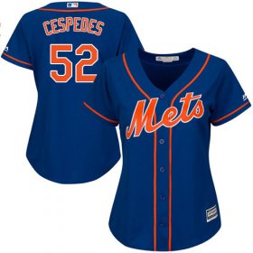 Wholesale Cheap Mets #52 Yoenis Cespedes Blue Alternate Women\'s Stitched MLB Jersey