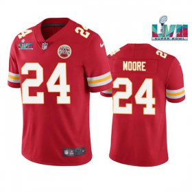 Wholesale Cheap Men\'s Kansas City Chiefs #24 Skyy Moore Red Super Bowl LVII Patch Vapor Untouchable Limited Stitched Jersey