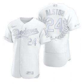 Wholesale Cheap Men\'s Los Angeles Dodgers #24 Walter Alston White Nike Flexbase Fashion Jersey