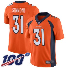 Wholesale Cheap Nike Broncos #31 Justin Simmons Orange Men\'s Stitched NFL 100th Season Vapor Limited Jersey