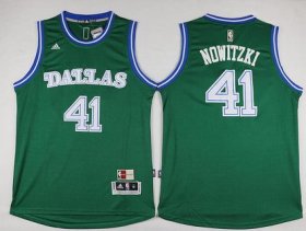Wholesale Cheap Men\'s Dallas Mavericks #41 Dirk Nowitzki Revolution 30 Swingman 2015-16 Green Jersey