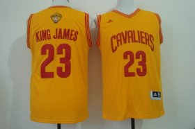 Wholesale Cheap Men\'s Cleveland Cavaliers #23 King James Nickname 2016 The NBA Finals Patch Yellow Fashion Jersey