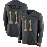 Wholesale Cheap Nike Cardinals #11 Larry Fitzgerald Anthracite Salute to Service Men's Stitched NFL Limited Therma Long Sleeve Jersey