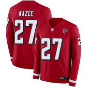Wholesale Cheap Nike Falcons #27 Damontae Kazee Red Team Color Men's Stitched NFL Limited Therma Long Sleeve Jersey