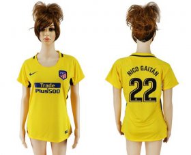 Wholesale Cheap Women\'s Atletico Madrid #22 Nico Gaitan Away Soccer Club Jersey