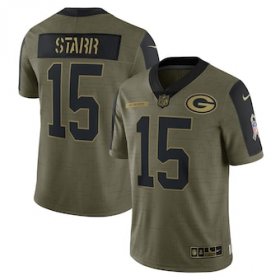 Wholesale Cheap Men\'s Green Bay Packers #15 Bart Starr Nike Olive 2021 Salute To Service Retired Player Limited Jersey