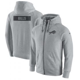 Wholesale Cheap Men\'s Buffalo Bills Nike Ash Gridiron Gray 2.0 Full-Zip Hoodie