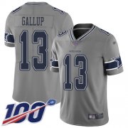Wholesale Cheap Nike Cowboys #13 Michael Gallup Gray Men's Stitched NFL Limited Inverted Legend 100th Season Jersey