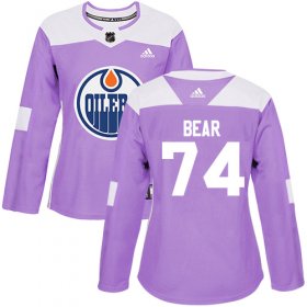 Wholesale Cheap Adidas Oilers #74 Ethan Bear Purple Authentic Fights Cancer Women\'s Stitched NHL Jersey